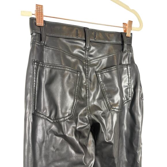 Abercrombie & Fitch The 90s Straight High Rise Pant Faux Leather Denim Grunge 25 - Picture 9 of 10